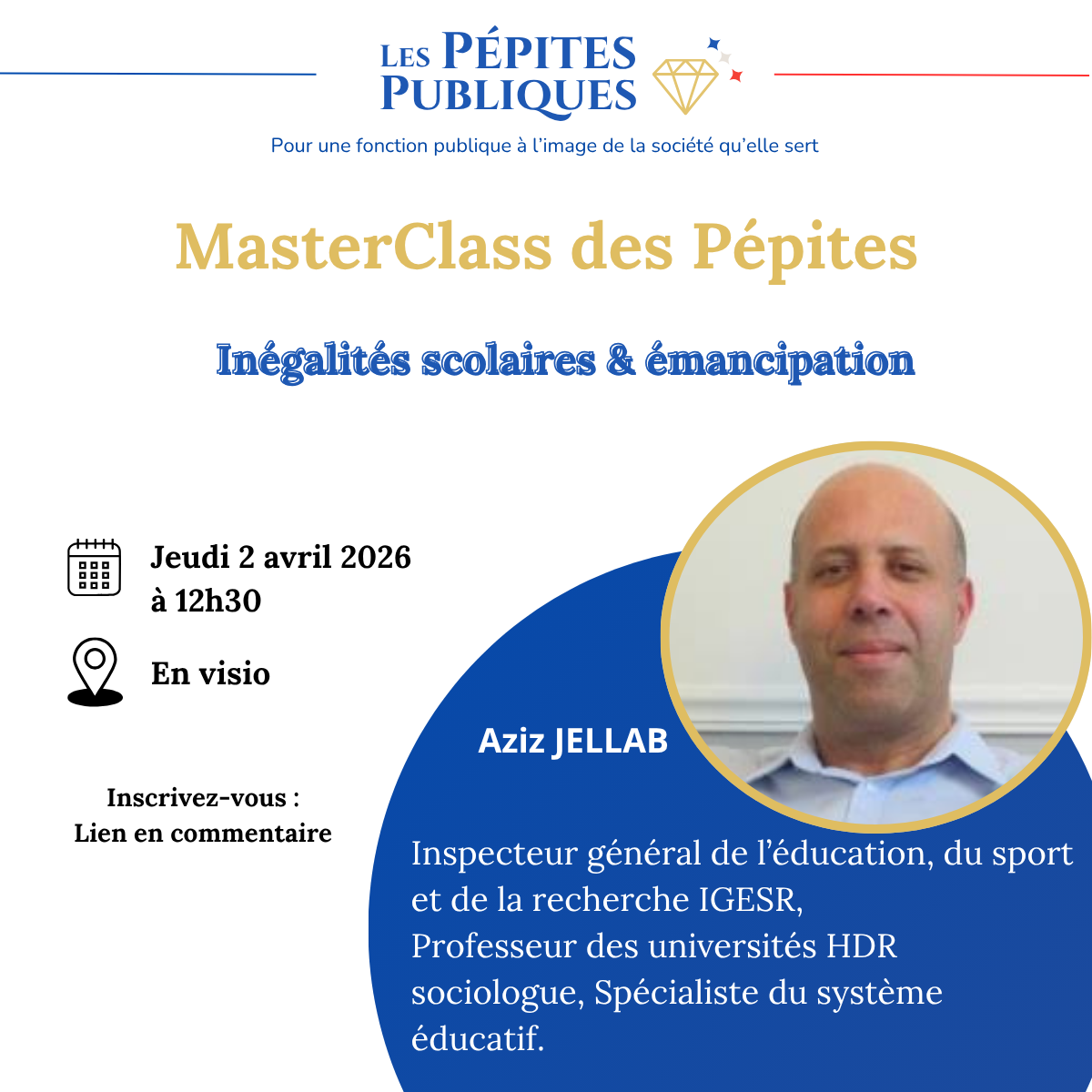 Masterclass Inégalités scolaires & émancipation avec Aziz Jellab